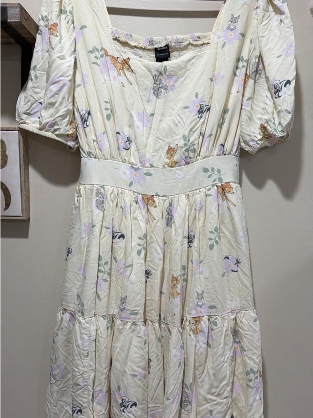 Her Universe Cream Floral & Animal Print Tiered Midi Dress